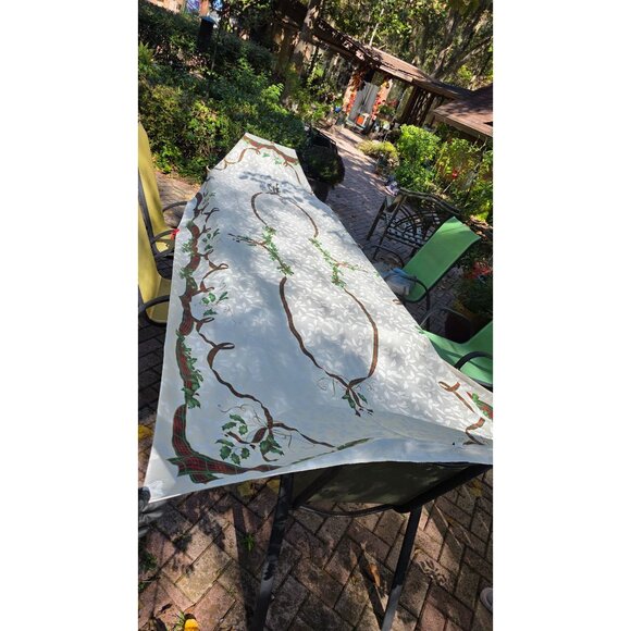 Lenox Holiday Nouveau 60 X 139" Large Tablecloth w/ 6 Napkins Christmas Holly Ri - Picture 5 of 8